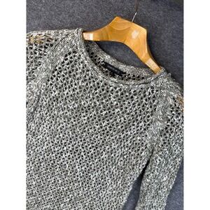 Lafayette 148 New York Cotton Linen Open Knit Sweater Womens Size M Quiet Luxury